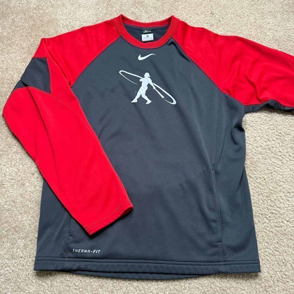 Nike Sweatshirt Small Gray Crewneck Therma Fit Swingman Griffey Center Swoosh